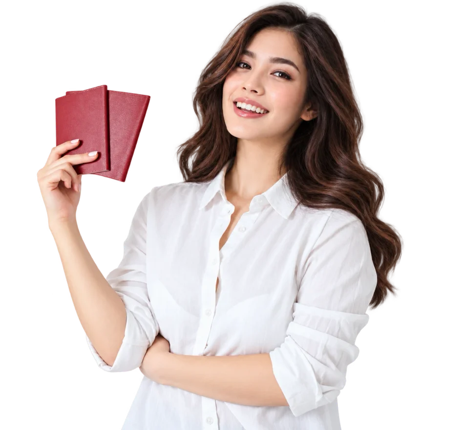 Woman holding passports